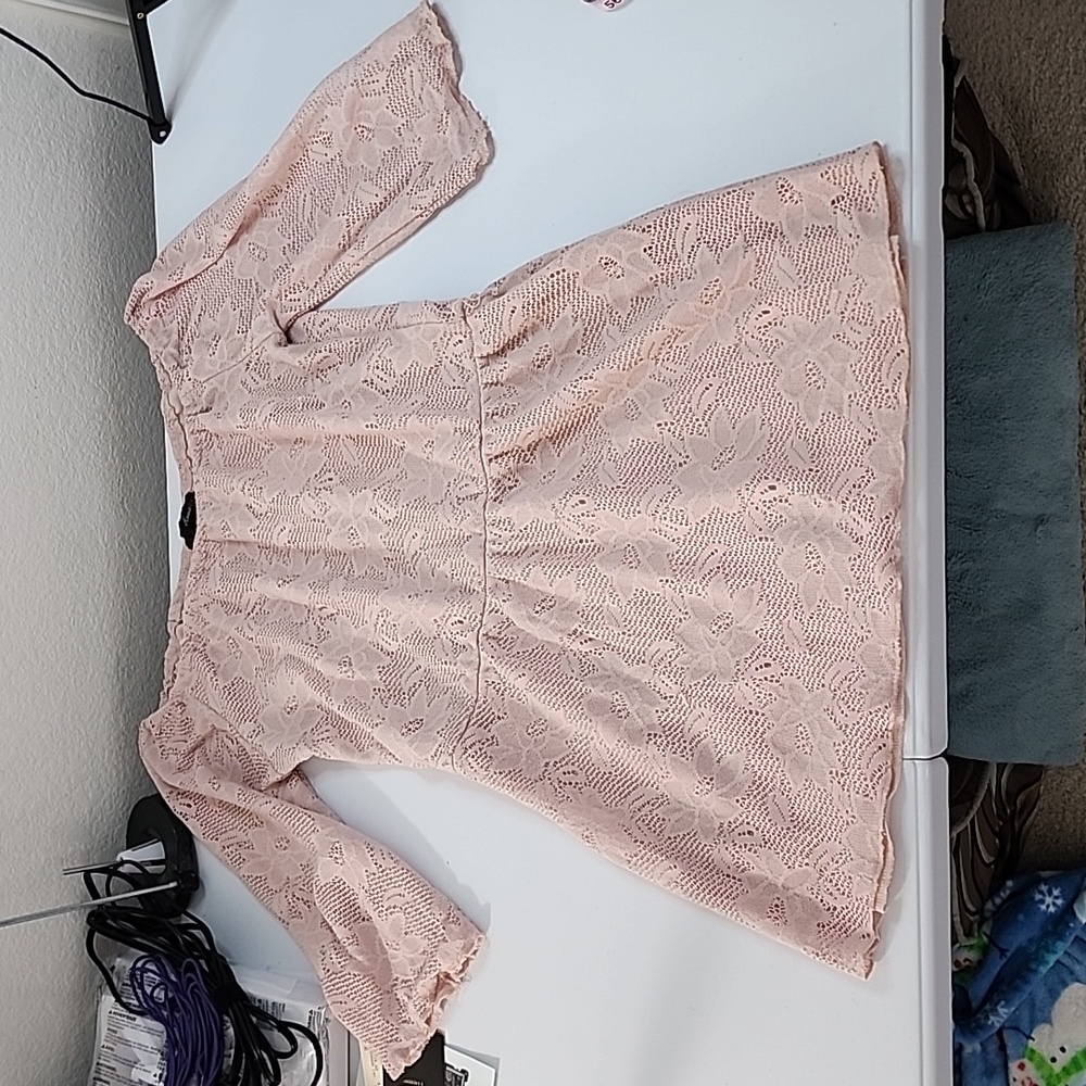 Off-Shoulder Pink Lace Mini Dress